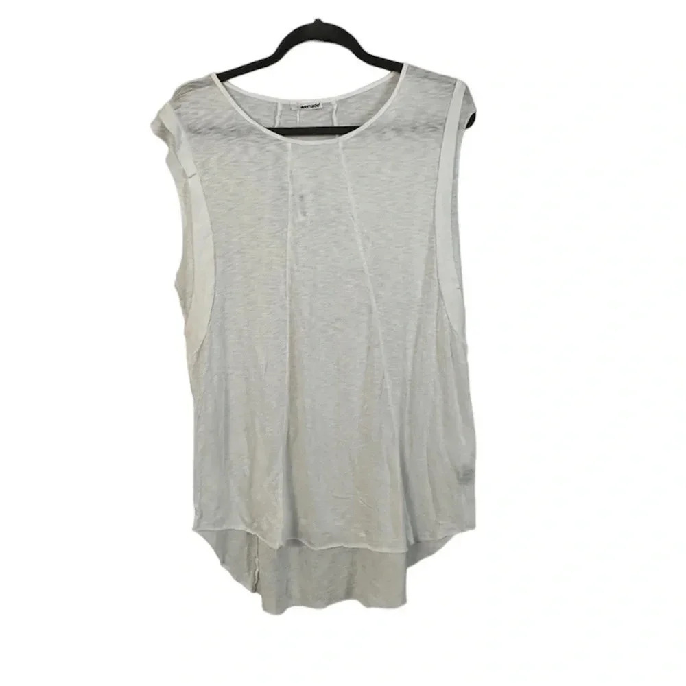 LaMade Revolve White Wide Strap Hi-Low Tunic Tank Size Large NWT